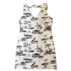 Banana Republic Dress Safari Print Size 12 Sleeveless Cotton Blend